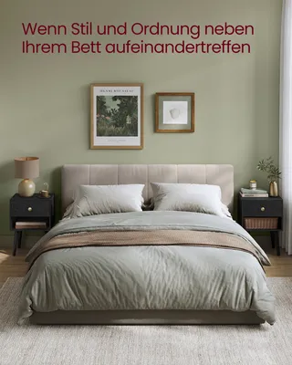 Produktbild von VASAGLE Nachttisch (1-St), Beistelltisch mit Schublade, offene Ablage, Holzbeine