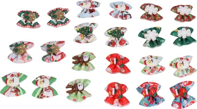 Immagine prodotto di 22 pezzi fiocchi di Natale per cani, simpatici ed eleganti fiocchi di capelli per animali con elastico per animali domestici, gatti, cani