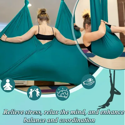 Produktbild von Sensory Swing Indoor, Aerial Yoga Hängematte für Erwachsene & Kinder, 280x150cm Yogatuch Set 200kg