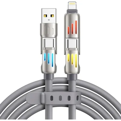 Image de Câble de recharge Minicee 4-en-1, 240 W, 2 m, USB-C/Lightning, gris