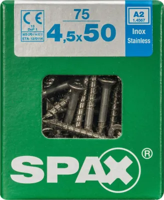 Produktbild von Spax Universalschrauben 4.5 x 50 mm TX 20 Senkkopf - 75 Stück Edelstahl