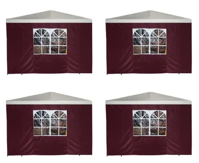 Produktbild von DEGAMO Pavillon Seitenwände mit Fenster, 3x1,9m, Polyester bordeaux, 4er Set