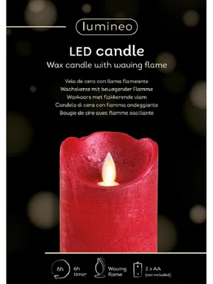 Obrázek produktu pro LED blikající vosková svíčka vnitřní průměr7,5cm výška.10cm červená/teplá bílá