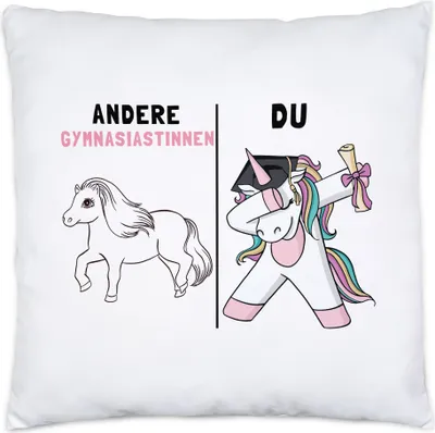 Produktbild von Andere Gymnasiastinnen Du Kissen Inkl. Füllung Pferd Einhorn Geschenkidee Lustig Gymnasium 5. Klasse