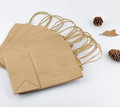 Produktbild von Famanu Papiertaschen Kraft - 50 Stück mit Handgriffen