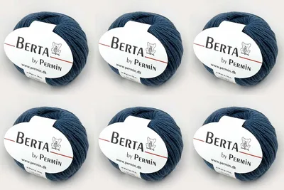 Productafbeelding van 6 bollen Berta van Permin – Breigarens van wol-katoen, gecertificeerd ® (kleur 10: blauw)