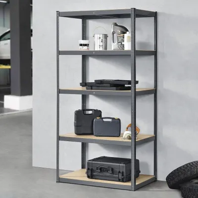 Immagine prodotto di Scaffale in metallo nero a 5 livelli 180x90x40 cm