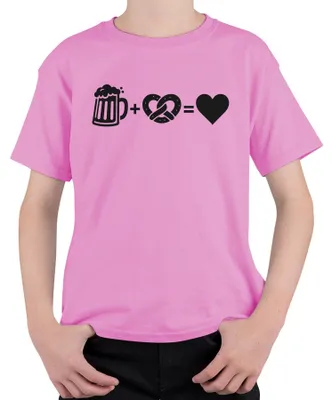 Produktbild von Bier Brezel Herz Wiesn Bayern Lustig Lederhose Dirndl Kinder T-Shirt, Pink, 116