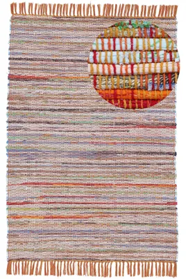 Image de carpetfine Tapis tissé à plat Kilim Chindi Orange 200x250 cm | Tapis moderne pour le salon et la chambre à coucher