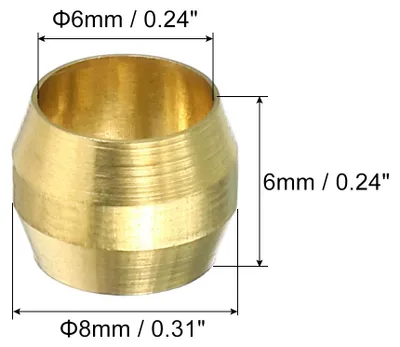 Produktbild von 60 Stš¹ck Messing-Klemmhš¹lsen, 6mm Rohr-Au?endurchmesser Messing-Klemmringverschraubungen Messing-Klemmverschraubungs-Sortiment-Kit