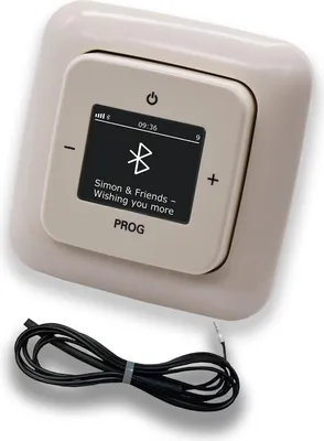 Produktbild von Busch Jäger DAB+ Unterputz Bluetooth (in and out) Radio (8217U-101) DURO2000 cremeweiß, Komplett-Set 8217 U – 101, Rahmen und Radioabdeckung inkl. 0,9 Meter EBROM Wurfantenne zur Empfangsoptimierung