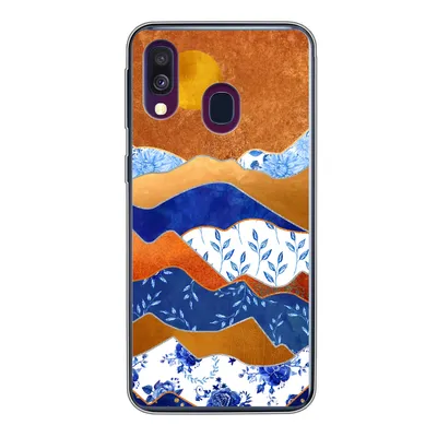 Produktbild von MuchoWow® Handyhülle Schutzhülle Hülle für Samsung Galaxy A40 Delfter Blau - Gold - Blumen Silikon Softcase Handy Hülle - Handy-Tasche