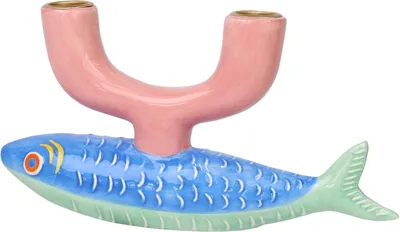 Imagen del producto de Soportes para velas de cerámica con forma de pez, decoración de mesa para interiores y exteriores, ideales para el Día de la Madre