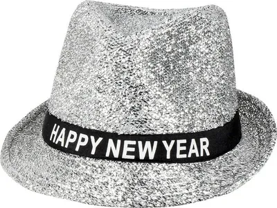 Produktbild von Hut Sparkling "Happy New Year" | Silber - Silvester