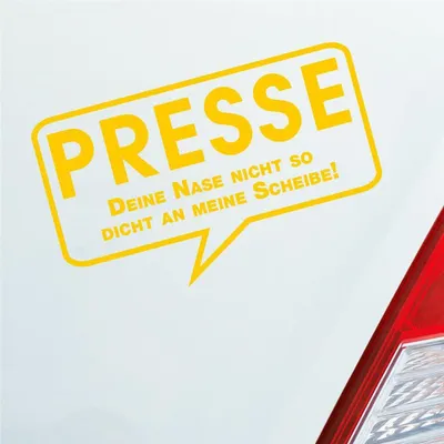 Produktbild von Auto Aufkleber Presse Nase dicht lustig 15x9 cm Gelb Sticker Heckscheibenaufkleber