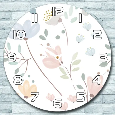 Produktbild von Wanduhr aus Glas Rund fi 30 Frühlingsfeldblumen Quarz Deko Wohnzimmer Büro