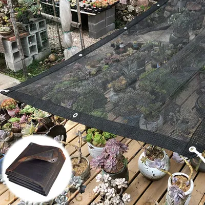 Produktbild von Außen-Sonnenschutznetz, Sonnenschutzgewebe mit 50% UV-Schutz für Gewächshaus, Garten und Terrasse – Schattierungsnetz mit Ösen und Seil (8x8m)