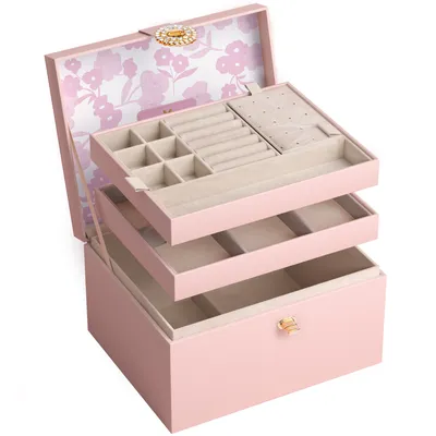 Produktbild von AdelDream Schmuckkästchen Schmuckschatullen Schmuckaufbewahrungsbox Schmuckbox mit Knöpfen Geburtstags- und Feiertagsgeschenke für Damen