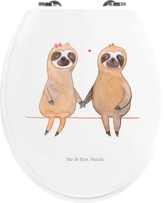 Produktbild von Mr. & Mrs. Panda holzklobrille Faultier Pärchen - Weiß - Geschenk, Toilettendeckel, Liebe, Klodeckel, Klo-Deckel, WC-Sitz, Beziehung, Klobrille, WC Brille, Deko