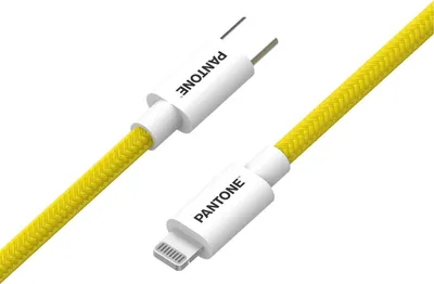 Zdjęcie produktu dla Kabel Pantone Lightning na USB C 1,5 m 60 W biało-żółty PT-CTL002-5Y