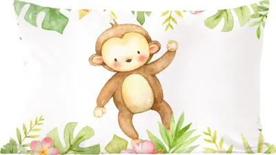 Produktbild von MuchoWow® Zierkissen Sofakissen Wohnzimmer Dekokissen 50x30 cm Affe - Dschungel - Aquarell - Wohnzimmerdekoration - Polster mit Photo