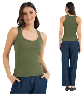 Immagine prodotto di Canotta - Abbigliamento donna taglia XL - Top verde - Maglietta estiva - Maglietta casual