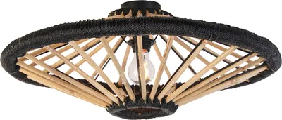 Produktbild von QAZQA - Orientalisch Orientalische Deckenleuchte I Deckenlampe I Lampe I Leuchte Bambus mit Schwarz 60 cm - Evalin I Wohnzimmer I Schlafzimmer - Bamboo Rund - LED geeignet E27