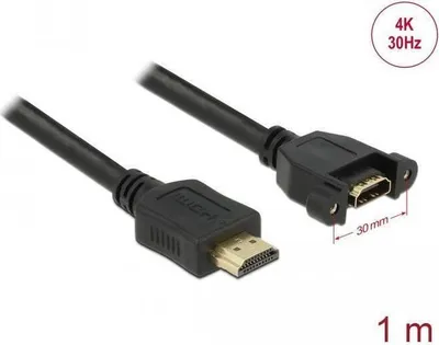 Imagen del producto de DELOCK - Cable HDMI con cable Ethernet - HDMI (macho) a HDMI (hembra) - 1 metro -