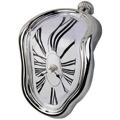 Produktbild von Beständigkeit der Erinnerung – abstrakte schmelzende Uhr, dekorative schmelzende Uhr, kreative abstrakte Kunstuhr für dekoratives Heimbüro（Silber）