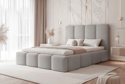 Produktbild von FURMEB24 Polsterbett MARO + Matratze - 120 x 200 cm - HELLGRAU