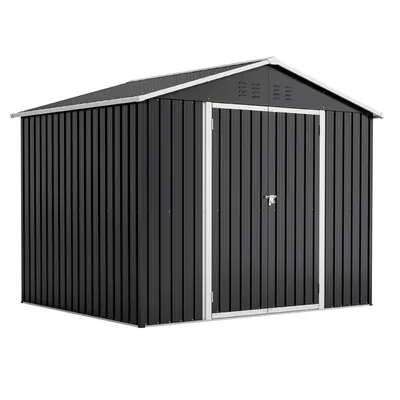 Produktbild von Geräteschuppen Gerätehaus XXL mit Fundament Satteldach Metall Schuppen Pultdach 9m³ Anthrazit