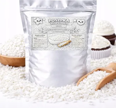 Obrázek produktu pro Bílá vaflová posypka – dekorace dortů, koláčů a muffinek Lehká posypka 100 g