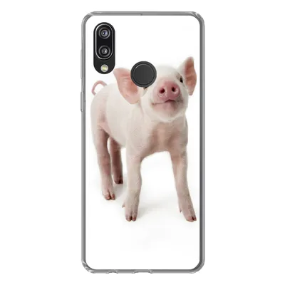 Produktbild von MuchoWow® Handyhülle Schutzhülle Hülle für Huawei P20 Lite (2020) Schwein - Tiere - Weiß Silikon Softcase Handy Hülle - Kartenhalter