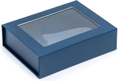 Zdjęcie produktu dla Pudełko Magnetyczne Granatowe z okienkiem 200x150x55mm(zew) B6 Ozdobne