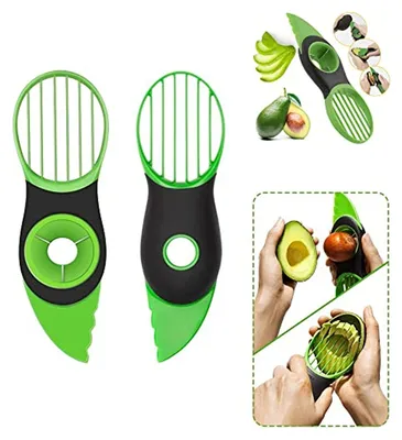 3-in-1 Avocado-Schneider, Edelstahl, Antirutsch-Griff, Kernentferner