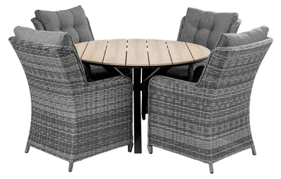 Produktbild von 5-teiliges Gartenset | 4 Dublin Gartenstühle | Limasol Gartentisch | ø 120 cm