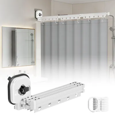 Imagen del producto de Elzusha - Barra flexible para cortina de ducha con ventosa, ideal para el baño