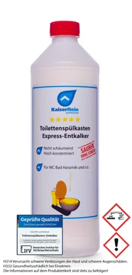 Produktbild von KaiserRein Toilettenspülkasten Express-Entkalker 1L Entkalker Kalklöser extra stark zur Entfernung hartnäckiger Kalkablagerungen in WC, Spülkästen und Keramik.