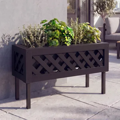 Produktbild von Pflanzkasten MCW-P86, Blumen-/Pflanzkübel Blumenkasten, In-/Outdoor Akazie Holz MVG- 35x64x24cm schwarz