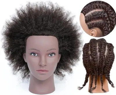 Produktbild von Kosmetik-Trainingskopf für afro-Haare, ideal zum Üben von Frisuren und Zöpfen