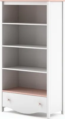 Produktbild von Furniture24 Regal Bücherregal Mia Mi02 Mit Schublade Und 3 Einlegeboden Mädchenzimmer Kinderzimmer Weiß / Rosa