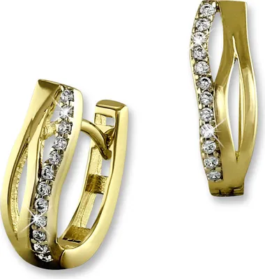 Produktbild von GoldDream weiß Creolen Wellen Zirkonia Damen 333er Gelbgold Ohrringe GDO532WY