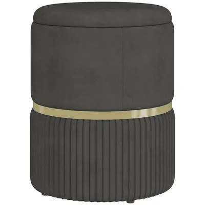 Image de HOMCOM Pouf tabouret repose-pied, coffre de rangement, en velours côtelé, design moderne, 36 x 36 x 44 cm, pour salon, chambre, gris