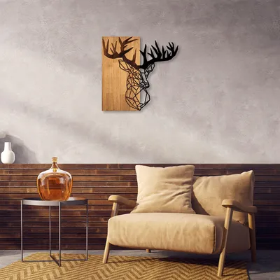 Produktbild von Wallity, MA- SKL2269, Nussbaumfarbe,Schwarz, Sonstige Wohndekorationen, 58 x 60 cm, 50% Holz (Dicke: 3 cm) / Metall (Dicke: 1