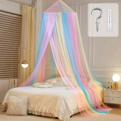 Produktbild von Mückennetz für das Bett, Moskitonetz für Reisen, dekorativer Betthimmel für Mädchen, 60x250x1250cm