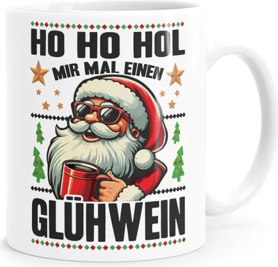 Produktbild von Tasse Weihnachten Spruch Glühwein Santa Weihnachtsmann Geschenkidee Glühweinbecher MoonWorks®