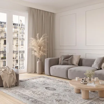 Immagine prodotto di Tappeto Tapiso VALLEY Moderno a pelo corto grigio beige Soggiorno 140 x 200 cm