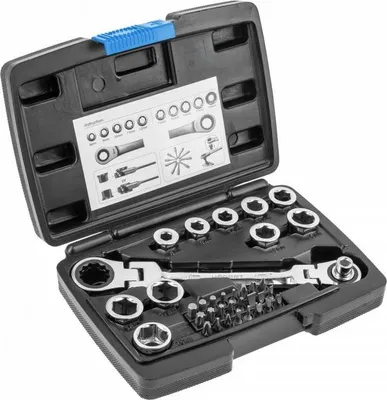 Produktbild von Hogert Technik Ratschen-Doppelringschlüssel HT1R491 Chrom-Vanadium-Stahl