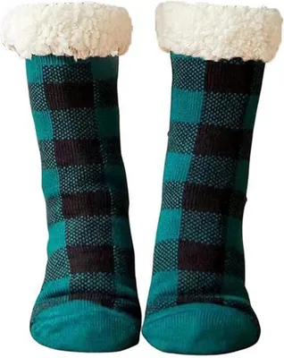 Produktbild von Warme Frauen-Flanell-Slipper-Socken, grün, ein Größe