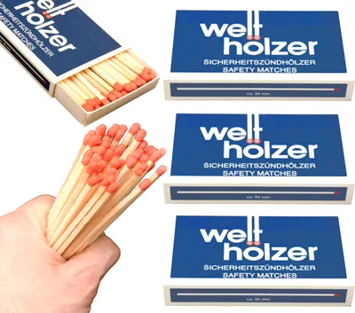 Produktbild von jameitop® 4 Pack XL Welthölzer Streichholzschachteln 4 x 50er Packungen Retro/Vintage Streichhölzer Zündhölzer